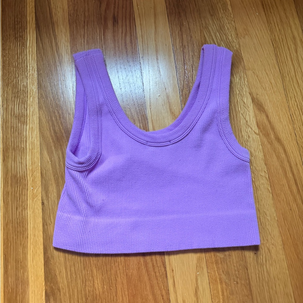 Purple Ribbed Crop Top - Picture 3 of 3